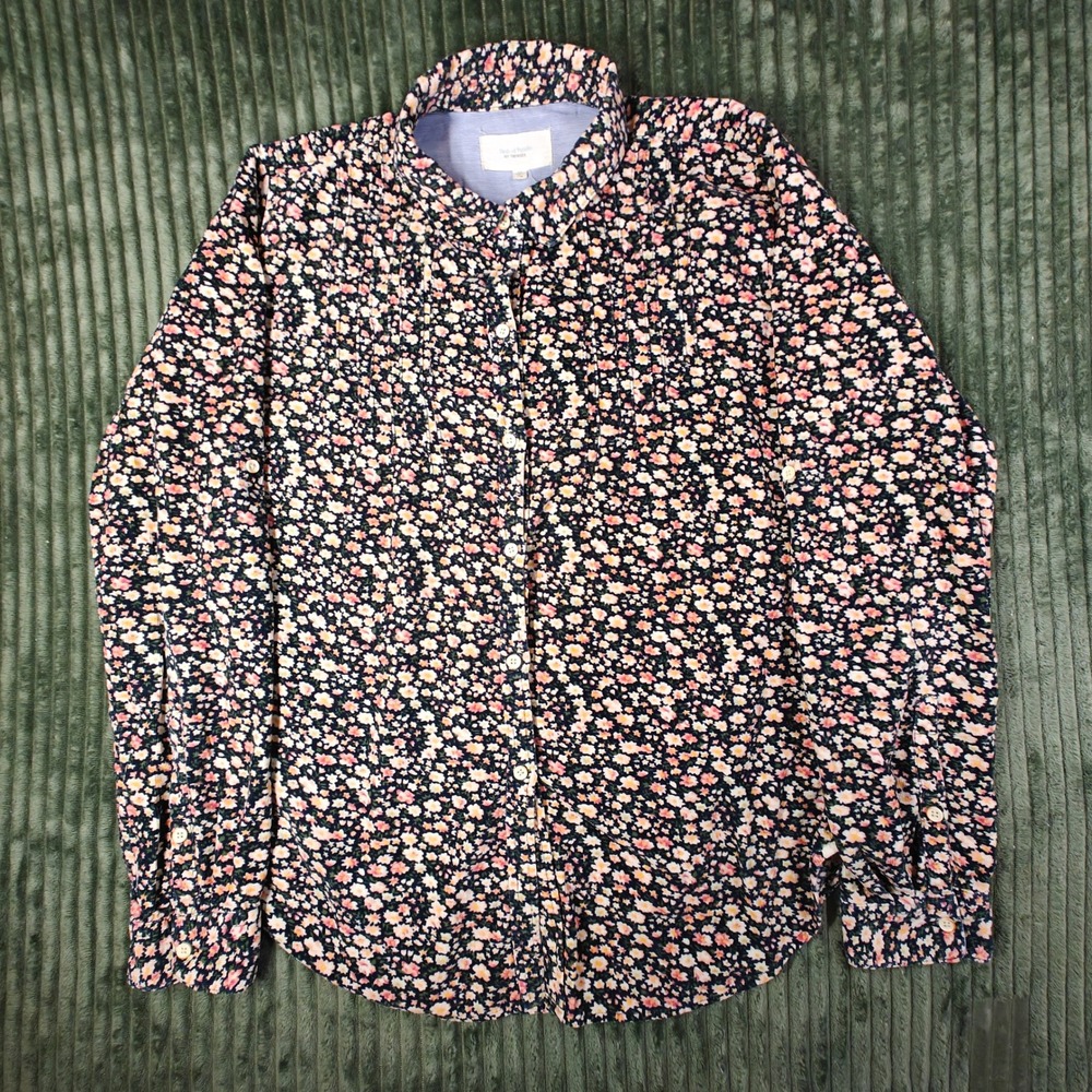 Rare Birds of Paradis by Trovata Floral Corduroy Button Down Shirt Pink Medium